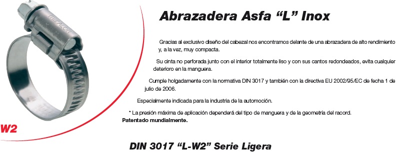 ABRAZADERA LIGERA 90-110 C-9MM DIN3017 Asfa L-W2 Serie Ligera.