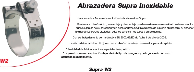 ABRAZADERA SUPER 174-187 W2 Cinta y guía: Acero inoxidable DIN1401