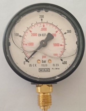 AGU.MANOMETRO 400 BAR.INOX.1/4 Glicerina - Cl. 1,6. Toma lateral M1/4