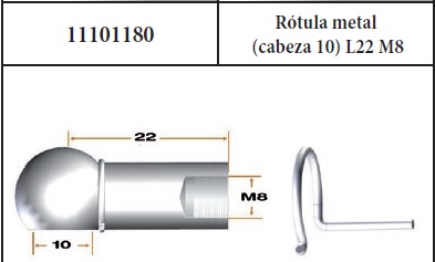 ROTULA METAL CABEZA 10MM. M-8