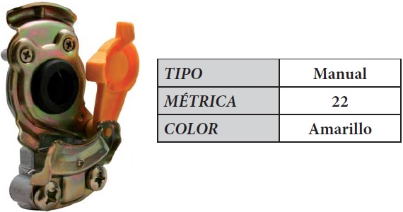 CABEZA ACOMPLAMIENTO M22X15 A. DIN ISO 1728, SAE J 318. Sin Valvula