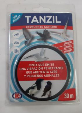 [HER0669/01] TANZIL CINTA REPELENTE SONORO PARA PAJAROS, AVES Y PEQUEÑOS ANIMALES. Cinta de 5mm X 30 mts.
