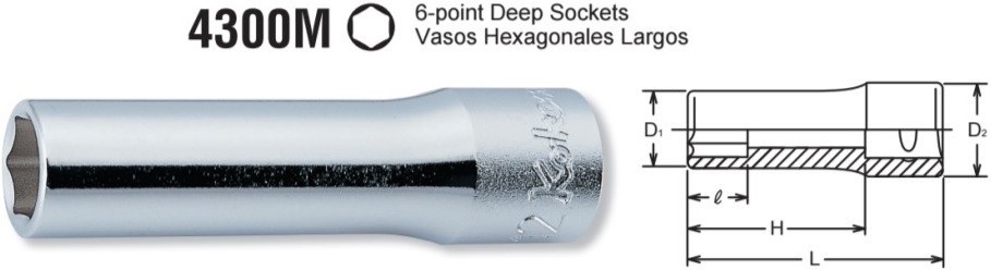 LLAVE VASO 22 MM. CUADRADILLO 1/2 LARGO KOKEN