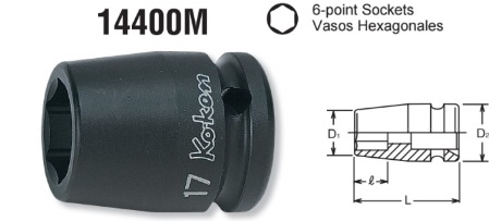 LLAVE VASO 19 MM. CUADRADILLO 1/2 IMPACTO KOKEN