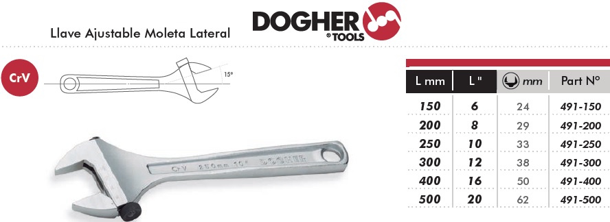 LLAVE AJUSTABLE 6-3/8 DOGHER