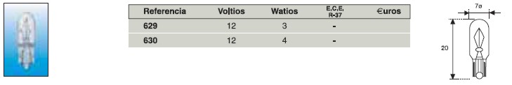 BOMBILLA WEDGE CUÑA 12V 3W