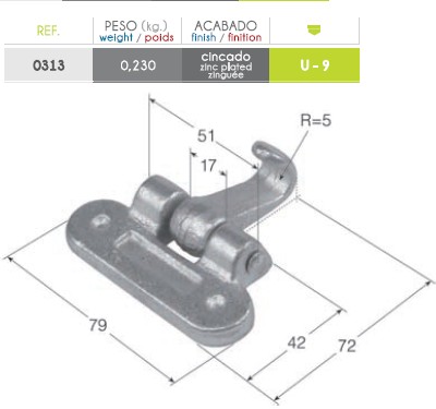 UÑA FORJADA ARTICULADA U-9