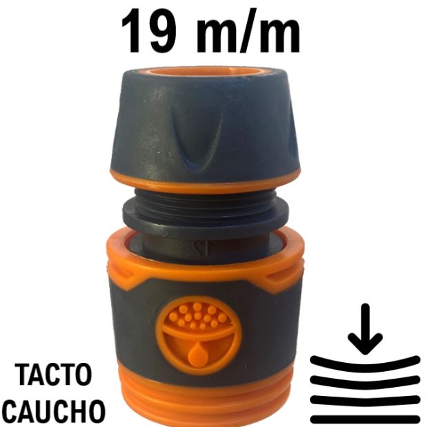 RIE.RACOR RAP.HEM.3/4 PLASTICO Treber. Naranja-Gris. P/Mang. 19mm.