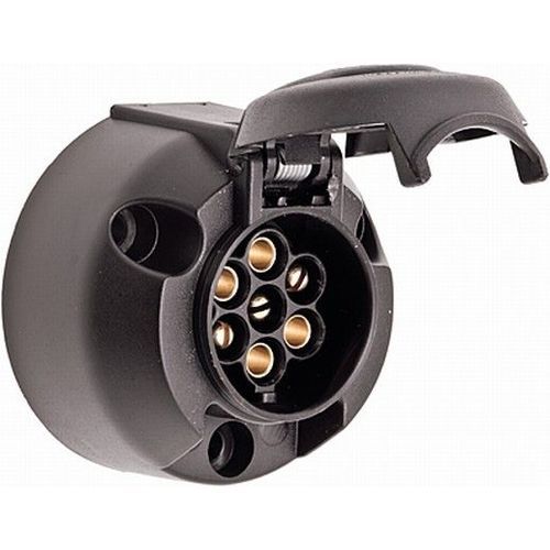 ENCHUFE ELECTRICO 7 POLOS HEMBRA PLASTICO FASTON HELLA. ISO 1724. Tapa Negra